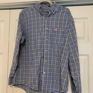 Southern Marsh Men's Medium Long Sleeve Button Down Shirt Plaid Blue Green White